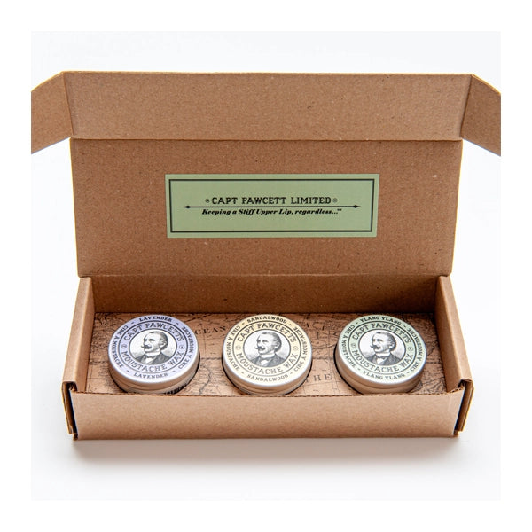 Captain Fawcett Moustache Wax Cornucopia (pack of 3)