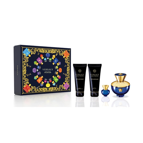 Versace Dylan Blue pour Femme Gift Set Eau de Parfum 100ml+ Sublime Bath & Shower Gel 100ml+ Sublime Body Lotion 100ml+ Eau de Parfum 5ml