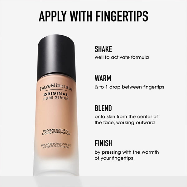 bareMinerals Original Pure Serum Radiant Natural Liquid Foundation Mineral SPF 20-Deep Warm 6#Shade_Deep Warm 6