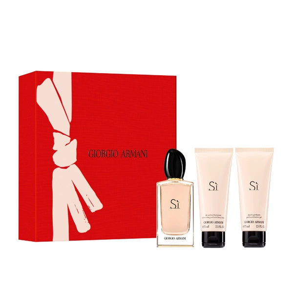 Giorgio Armani Si Eau de Parfum Pour Femme 100 ml and Shower Gel 75ml with Body Lotion 75ml