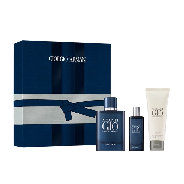 Giorgio Armani Acqua Di Gio Profondo Eau De Parfum 75ml and Eau De Parfum 15ml With Body Shampoo 75ml