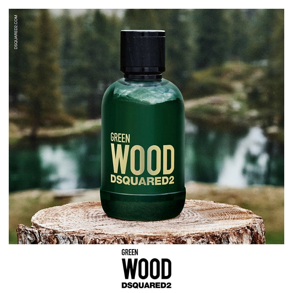 Dsquared2 Green Wood Gift Set Eau de Toilette 100ml And Perfumed Bath & Shower Gel 100ml With Black Card Holder